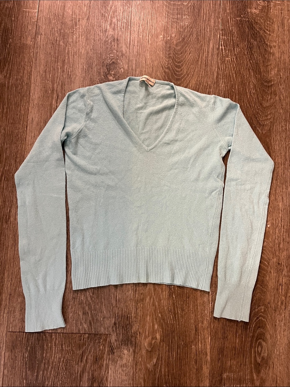 Emporio Armani Light Teal V-Neck Sweater